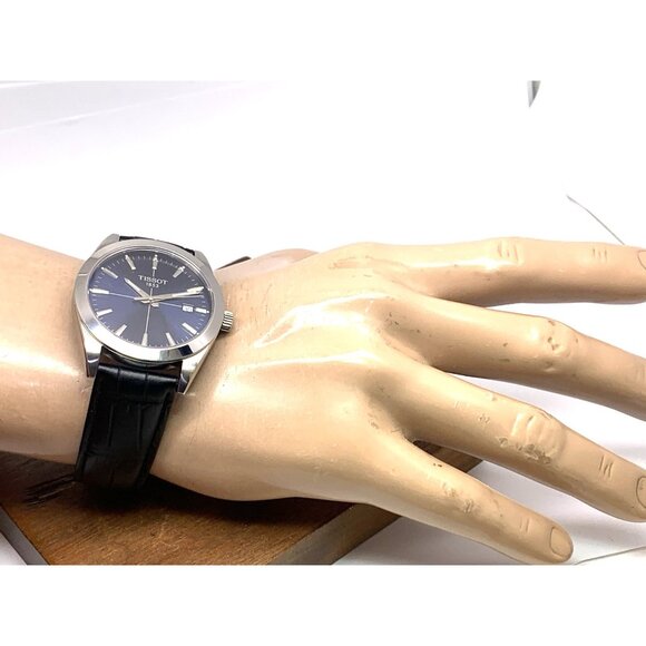 Tissot Men's Watch Swiss Quartz Blue Dial 40mm Black Leather Band T1274101604101 - Picture 5 of 15